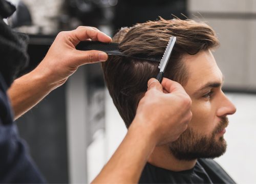 Haircuts - man getting a haircut