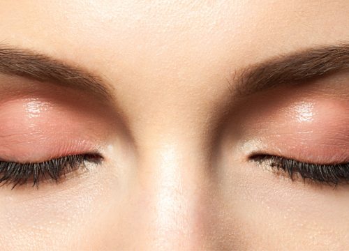 Close-up on a woman's brow after lash and brow treatments