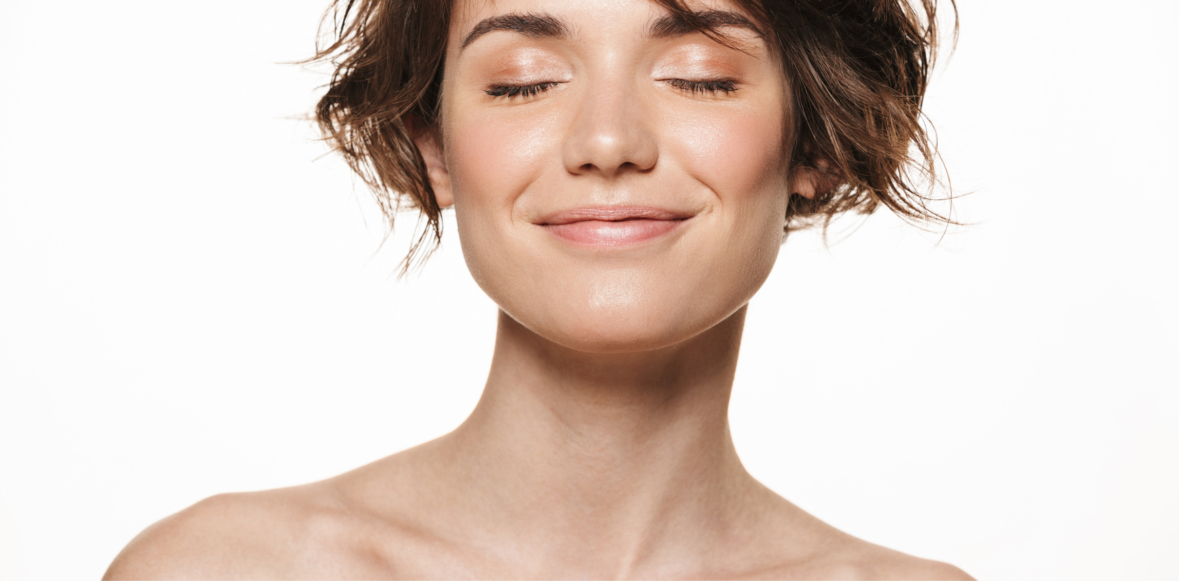 Brunette woman with a short haircut
